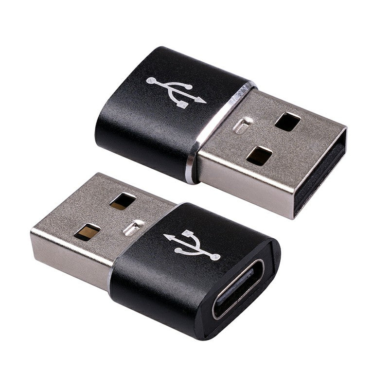 Aluminum Alloy USB-C Female to USB-A Male Adapter - Black