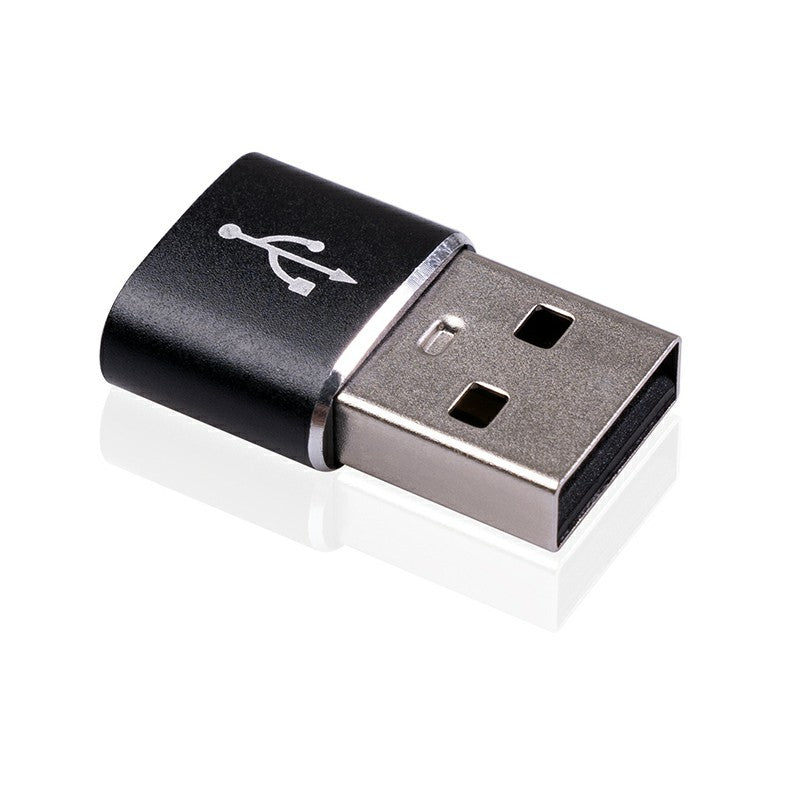 Aluminum Alloy USB-C Female to USB-A Male Adapter - Black