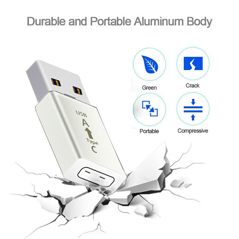 USB-C Female to USB 3.0 Male Adapter Converter Support Data Sync and Charging - white