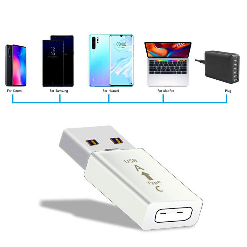 USB-C Female to USB 3.0 Male Adapter Converter Support Data Sync and Charging - white